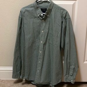 Men’s L/S Green/White Gingham Button-Down Shirt
